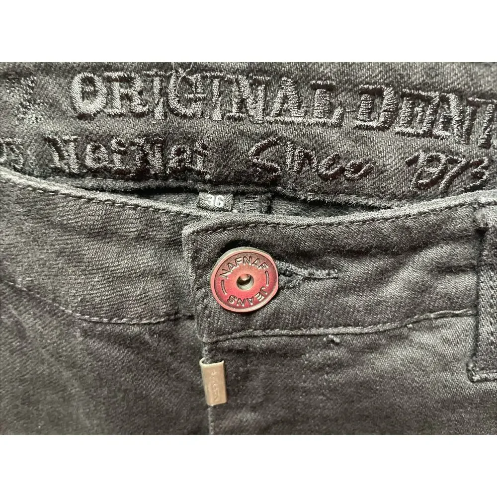 Vintage 90s Naf Naf Jeans Size 29x33 Rare Black bedazzled